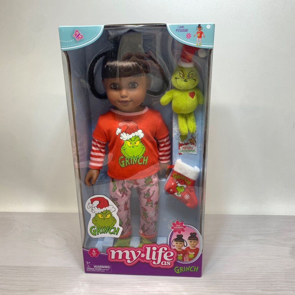 My Life As Poseable Grinch Sleepover 18'' Doll Dark Brunette Hair- Brown Eye